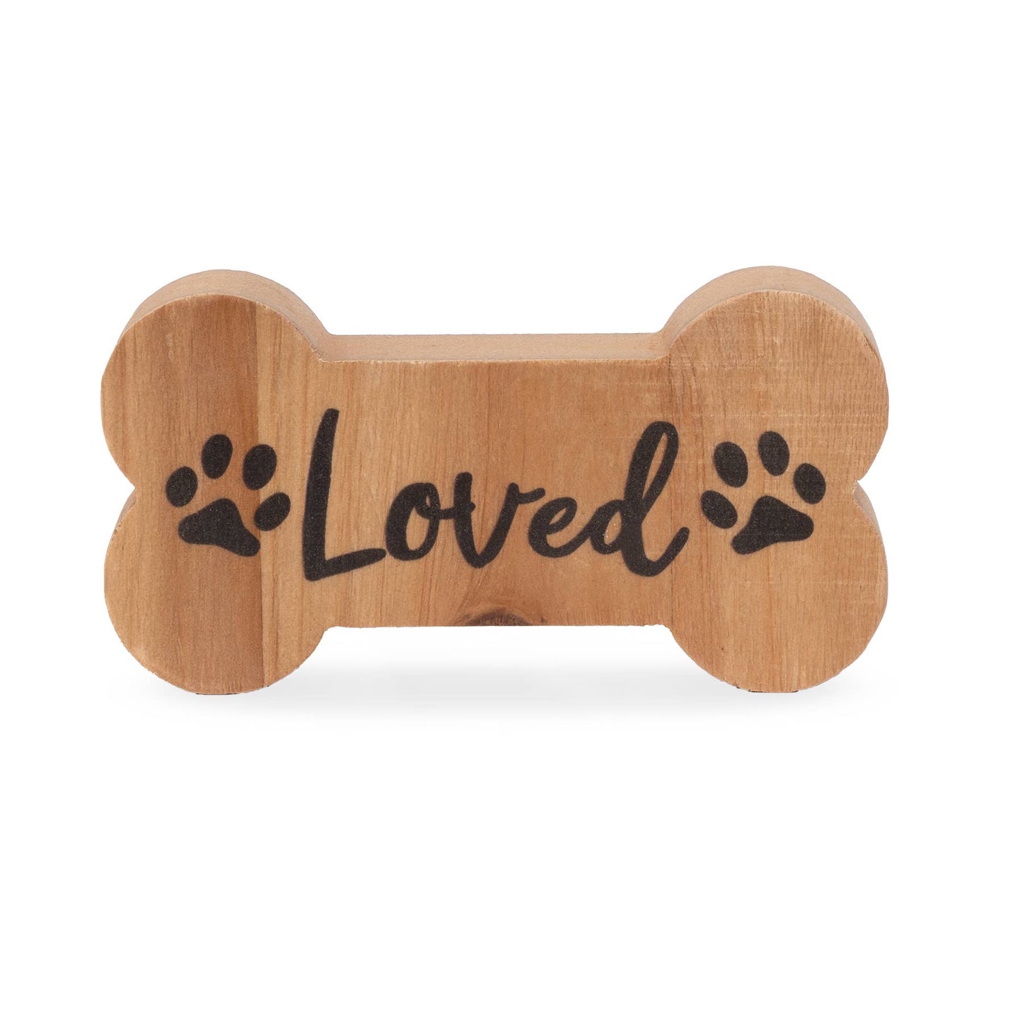 Loved Wooden Dog Bone Sign - 5"