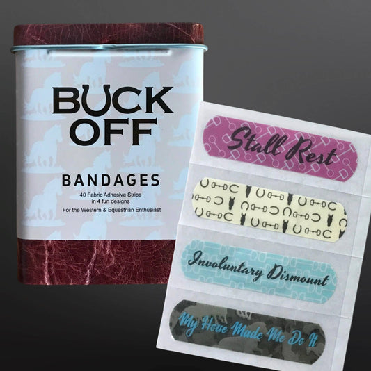 Equestrian Horse Themed Fabric Bandages in Tin Box - 40 pcs
